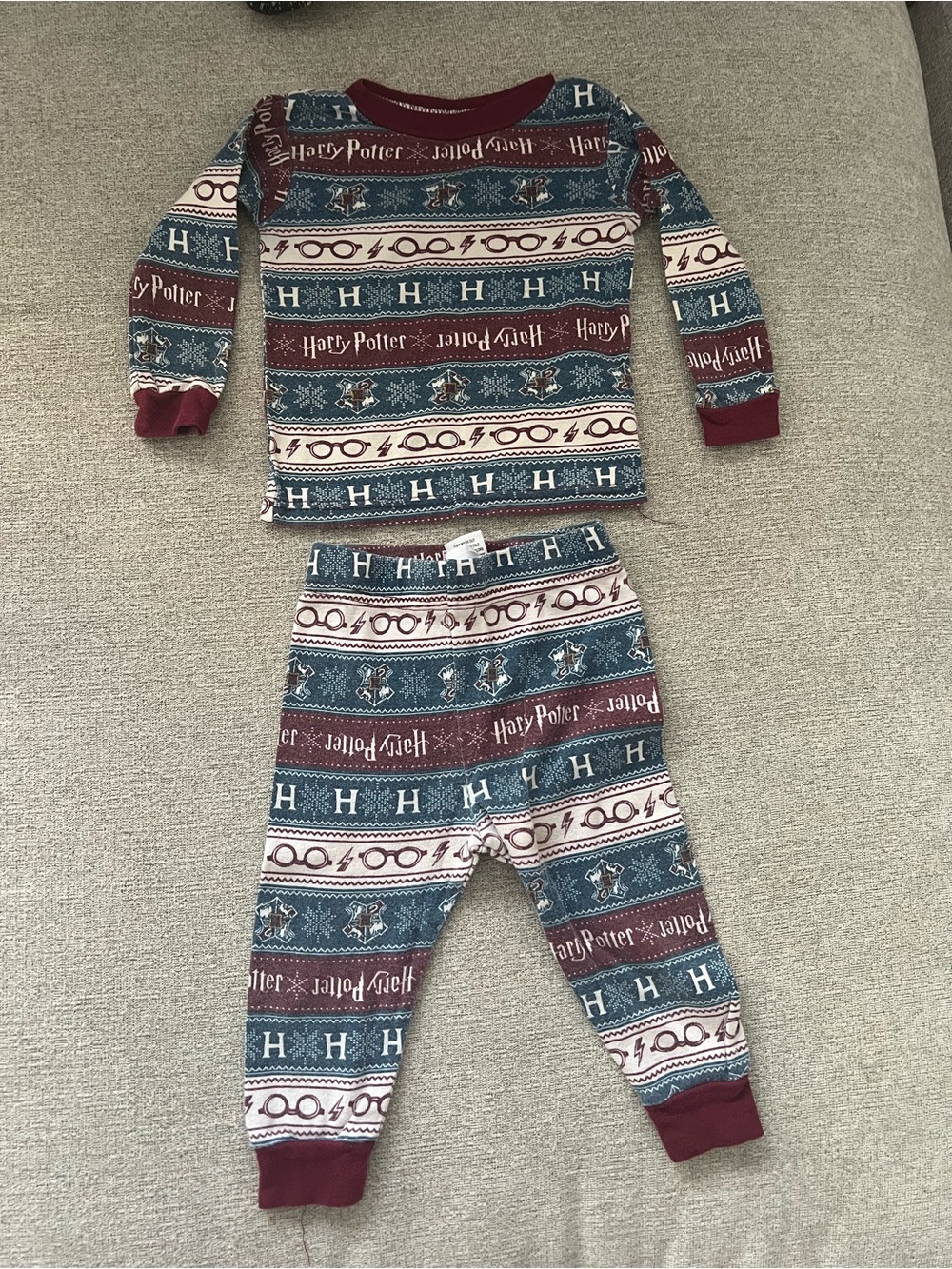 Kids Burgundy & Teal Harry Potter Pajama Set 18 months